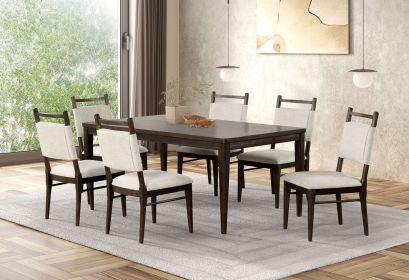 7pc Dining Room Set Dark Walnut Wooden Dining Table 6x Side Chairs Rubber wood Modern Kitchen Dining 7pc Dining Room Set Dark Walnut Wooden Dining Table 6x Side Chairs Rubber wood Modern Kitchen Dining